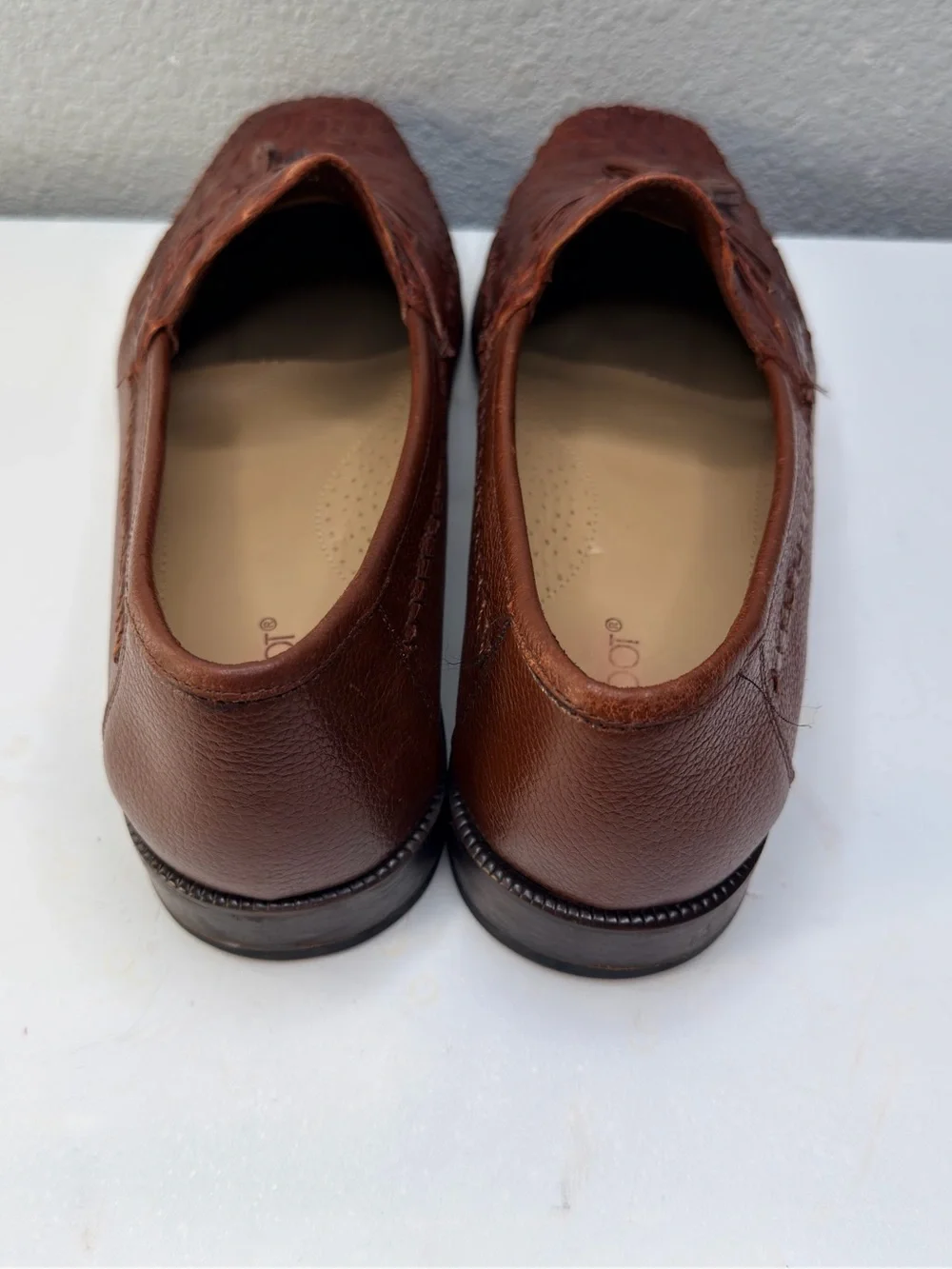 BRASS BOOT Genuine Caiman Alligator Cognac Leather Tassel Loafers Sz. 12M